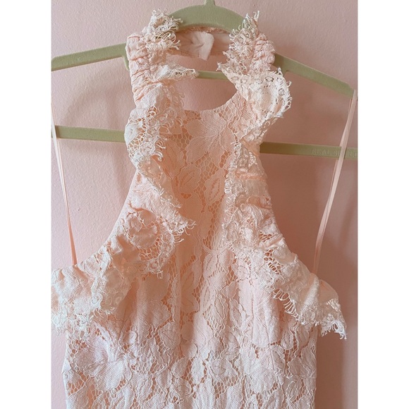 Pink Ruffle Lace Cocktail Dress - Picture 5 of 6